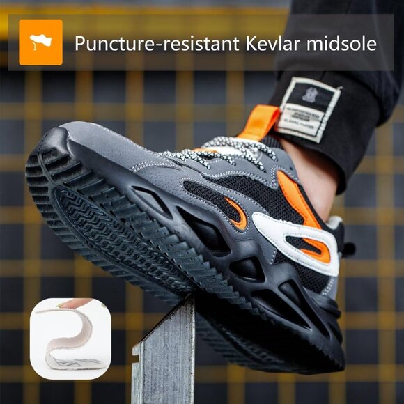 ✨Women Black Steel Toe Shoes Wide fit Lightweight Slip Resistant Proof Toe Shoes - Picture 5 of 6